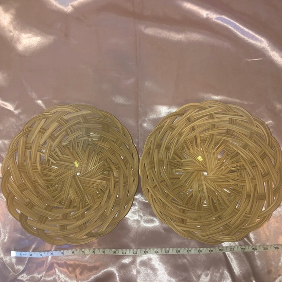 Vintage Set of 2 woven wooden round baskets - Picture 3 of 12